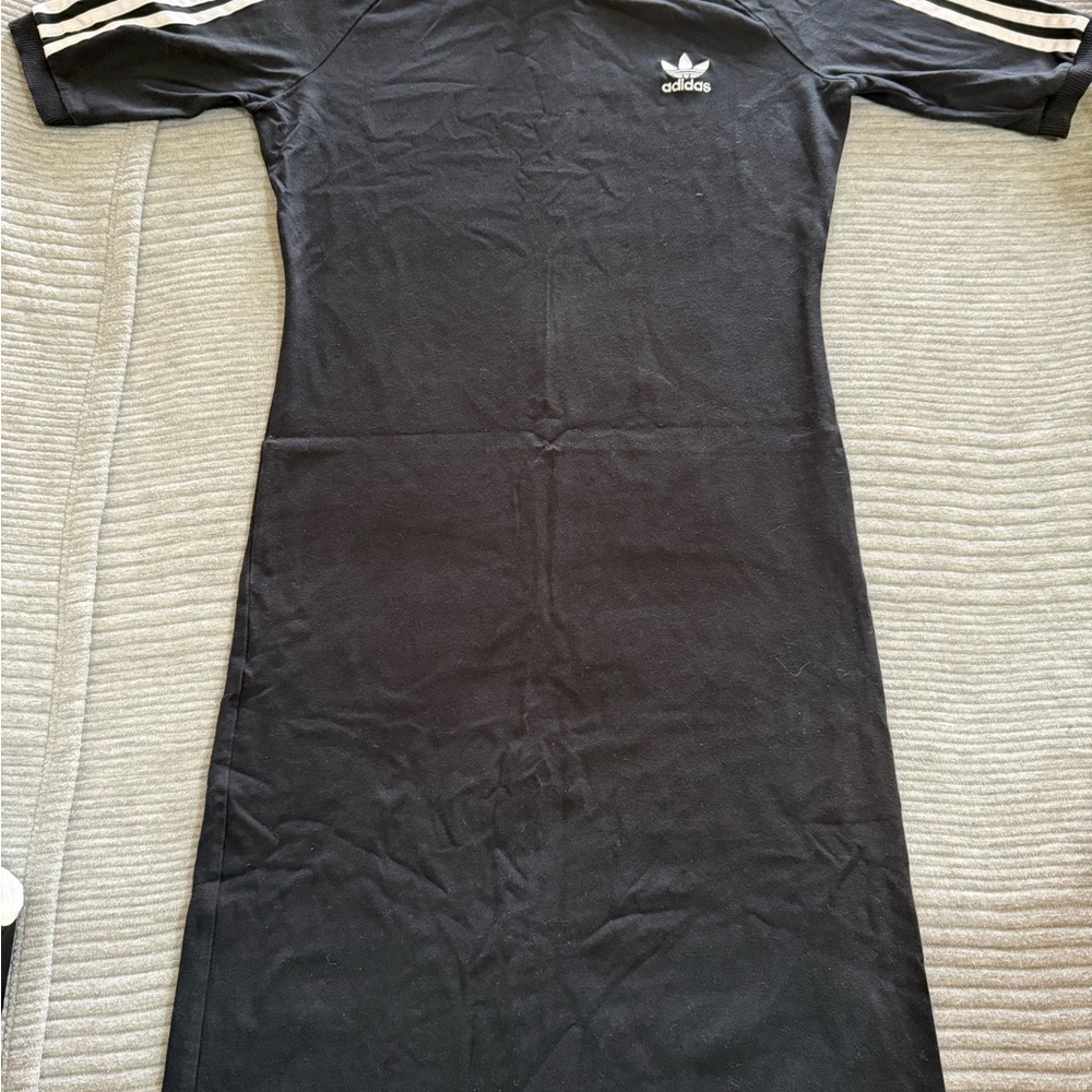 Adidas Black Bodycon Midi Dress with Raglan Sleeves